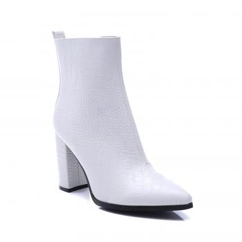 Damen Stiefelette, weiß/croco